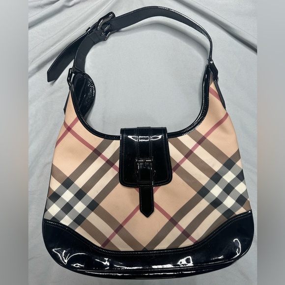 Burberry Handbags - Authentic Burberry Women's Tan and Black Plaid Shoulder Bag